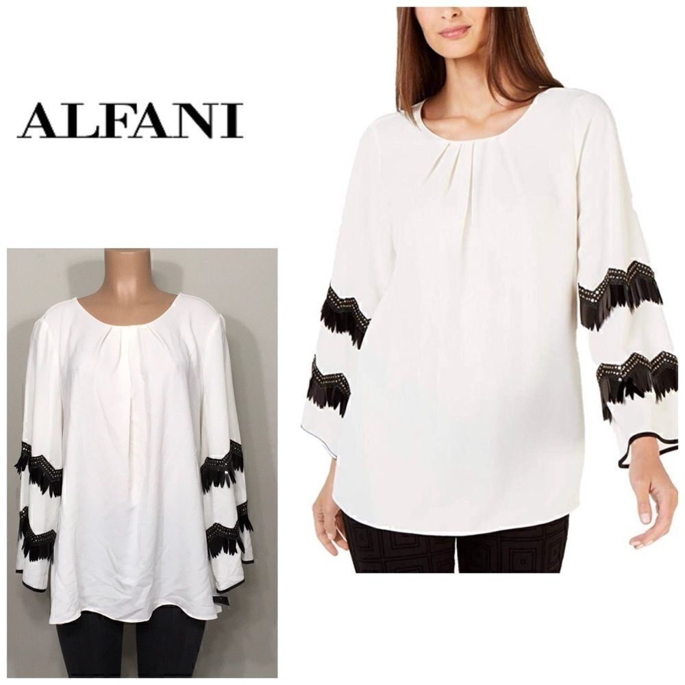 ALFANI ivory top with embellishment. XL. NWT
